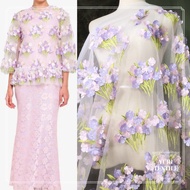 Lace Tulle Fabric with 3D Flowers / Kain Lace Meter Bunga 3D