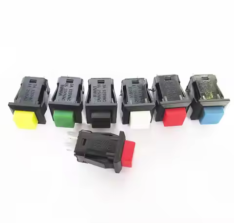 LOT 5 Square 14x14mm Mounting Colors 2 Pin SPST N/O N/C Maintained/Momentary Push Button Switch