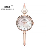 สร้อยข้อมือใบเล็กสำหรับผู้หญิง Douyin Live Broadcast แบบเก๋ไก๋นาฬิกาไข่มุกหน้ากรอบ IBSO ตัดเพชรประณี