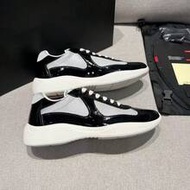 2026 New *1PRADA America's Cup Patent Leather Lace-Up Fashion Durable Low-Top Sports Casual Shoes Un
