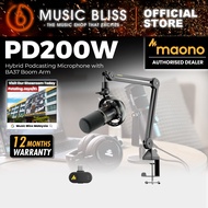 Maono PD200W Hybrid Podcasting Microphone with BA37 Boom Arm - Black