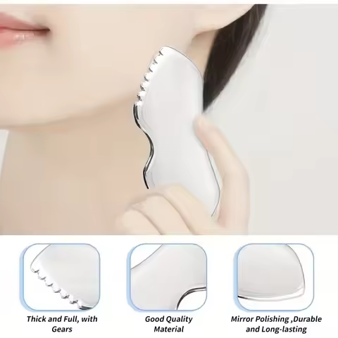 Gua Sha Stainless Steel, Metal Face Gua Sha for Jawline Sculpting, Guasha Tool Face Body Gua Sha (Si