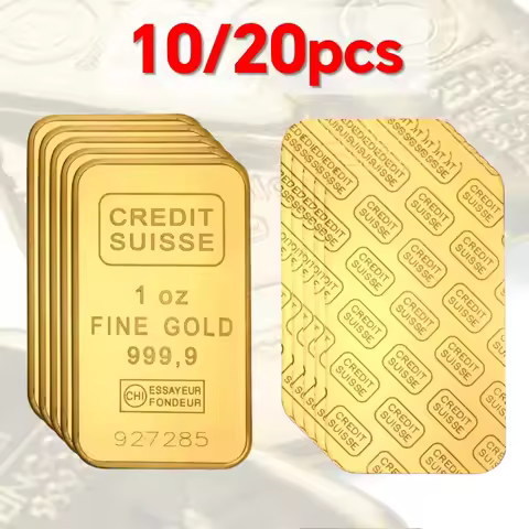 1~20pcs Credit Suisse Gold Bars 1oz Gold Bullion Bars Iron Gold Plated Coins with Different Serial N