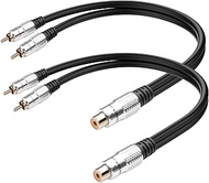 RCA Jack Adapter Stereo Audio Cable Gold-Plated 1RCA Female to 2RCA Male Y Splitter Cable Short R C 
