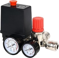 Compressor Pressure Regulator, 2-G1/4 Interface & G1/8 Pressure Gauge, 0.05-1.2 MPa Pressure Range, 