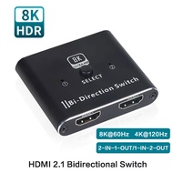 HDMI SWITCHER | 8K HDMI2.1 HD Bi-Directional Switch Supports  2-IN-1-OUT and 1-IN-2-OUT Ultra Clear HDMI  Screen Converter
