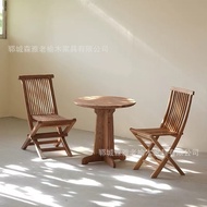 LORA Home JS3 Silent Style Old Elm Dining Table Balcony Tea Table Folding Chair Hotel B & B Small Ro