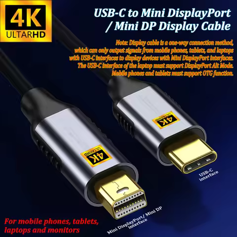 USB-C to 4K 60HZ Mini DP Mini DisplayPort 180 cable Laptop Display Monitor Accessories for MacBook A