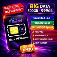 FREE Simcard‼️✅  Eastel 500GB/700GB/999GB + Full hotspot unlimited. Baca description ‼️