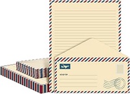 Vintage Aviation Airmail Stationery Set - 200 Sheets Writing Paper (11 x 8.5 Inches) and Envelopes (