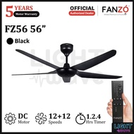 FANZÓ FZ56 FZ42 BLACK WHITE 5 BLADES DC MOTOR 24 SPEEDS REMOTE CONTROL CEILING FAN