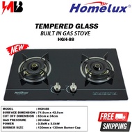 HOMELUX HGH-88 Premium Quality Tempered GlassPremium Built-in Hob Gas Cooker Stove 2 Burner Built-in
