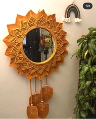 macrame cermin plus cermin/ mirror macrame CASANDRA/PEMBUNGKUS CERMIN/MACRAME CERMIN/HIASAN DINDING