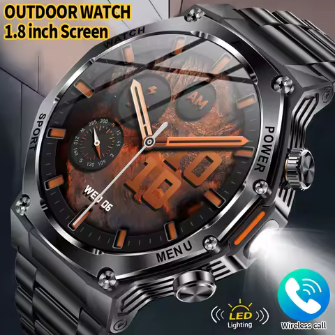 LIGE New Sports Smartwatch Men 800mAh Large Battery 1.8'' Display Wireless Call LED Flashlight Stain