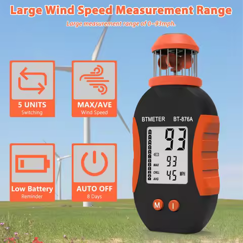 Latest Styles Portable Handhold Cup Anemometer, Wind Speed Meter Measurement Range 0.5-50m/s, With D