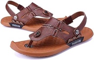 BJDST Men Sandals Summer Flip Flops Slippers Genuine Leather Mens Beach Sandal Casual Shoes Flip Flop Sandalia (Size : 42code)