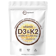 100% authentic- d3+k2 180 Softgels Dietary Vitamin D3 K2 Supplement Softgel Halal Gelatin -