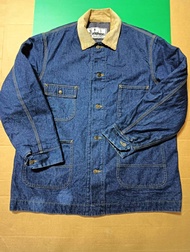 VINTAGE 1970 ROEBUCKS RAW  DENIM JACKET MADE IN USA. LINED IN A CLOTH.   SHOULDER 19 in CHEST 51 in LENGTH 31 in, USED.
