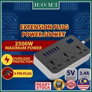 📦HOMI READY STOCK📦6 Ports Extension Plug Power Electric Sockets Extension Cords Multi Universal Plug