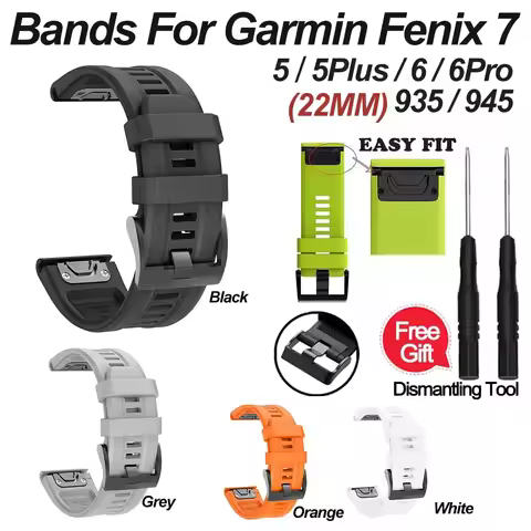 QuickFit 22mm Watch Strap For Garmin Fenix 7 Silicone Watchband Fenix 6X 6 Pro 5X 5 Plus Bracelet