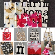 ฟินแลนด์ Marimekko กระเป๋าถือถุงช้อปปิ้งหลากหลายผ้าฝ้ายหนึ่งไหล่แบบพกพาความจุขนาดใหญ่กระเป๋าผ้าใบศิล