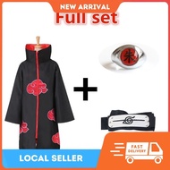 (WITH HEADBAND+RING) Naruto Costume Cosplay Jubah Akatsuki Jacket Baju Akatsuki Cosplay Uchiha Cape 