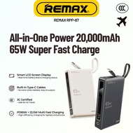 3C Certified Remax RPP-87 Wingle Series Powerbank 20000 mAh | 65W Fast Charge | Built-in Type-C Cabl