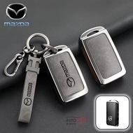 【H Keychain Leather Car Key Case Cover Remote Keyless Fob For Mazda Mx5 Mx30 2 3 6 Cx60 Cx80 Cx90 Cx