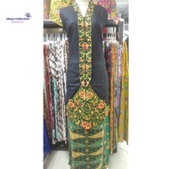 setelan kebaya encim tunik bordir bunga size jumbo lengan panjang - hitam 5l