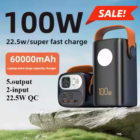 PD100W 60000mAh Power Bank Super Fast Charging Outdoor Mobile Power Supply for Laptop IPhone 15