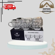 Set of 6 Super Beautiful Glass Cups and Cups with Handles - Set of 6 Glass Cups for Drinking Water, 