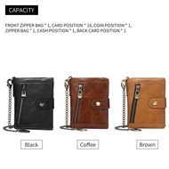 Yuntan Leather Men Wallet with Anti-Theft Chain,Genuine Leather RFID Bifold Wallets Multictional Card Holder Minimalist Purse Zipper