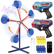 Rocket Shooting Games Toys with Rotating Target 2 Toy Guns 20 Foam Darts Kids Outdoor Toys for Boys 