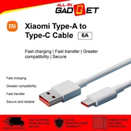 Original Xiaomi 6A Type A to Type C Cable Hypercharge | Type C to Type C Cable | Fast Charging