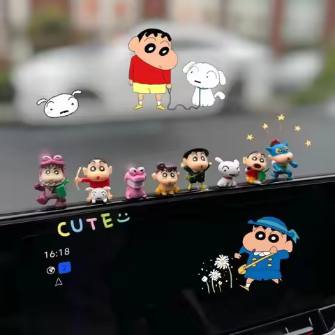 8Pcs/Set Crayon Shin-chan Car Ornaments Auto Dashboard Turning Racing Model Deco Car Individuality C