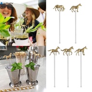 SUCHENHD Horse Straw Decoration, Horse Shape Metal Horse Stirrer Drink Stirrers, Gifts Water Cup Accessories Drink Tool Metal Horse Straw