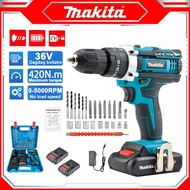 Makita 36v cordless hand drill two lithium batteries large capacity high-power electric drill fastener furniture installation multi-function screwdriver power tool set