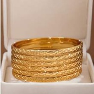 1/3/6pcs Exquisite Diamond Texture Bracelet, 24K Gold Plated, 60mm/65mm/70mm Diameter Options, Suita