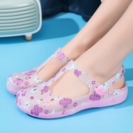 2024 New Coros Shoes Lightweight Non Slip Summer Nurse Shoes Female Flats Outdoor Baotou Plus Size Crystal Gel Shoes