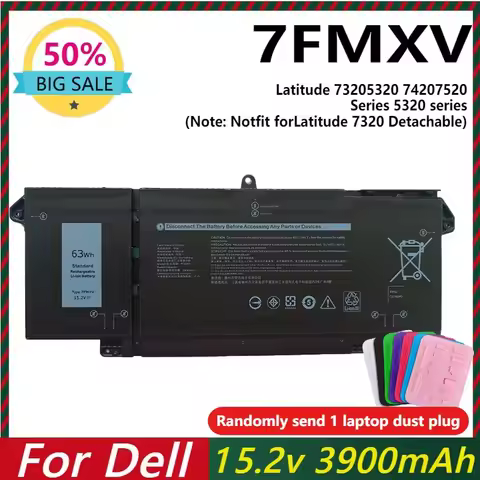 7FMXV Laptop Battery Replacement for Dell Latitude 5320 7320 7520 7420 Latitude 7320 2-in-1/7420 2-i