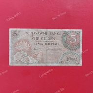 Uang Kuno Indonesia 5 Rupiah Gulden Tahun 1946 Seri Federal 2 Huruf