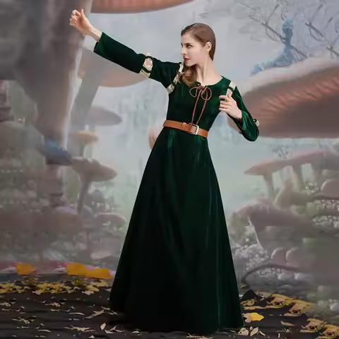 Brave cartoon movie character cosplay costume, Princess Merida court dress Halloween stage play cost