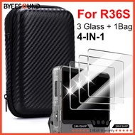 4 IN 1 Case+Glass for R36S Game Console Travel Carrying Storage Bag & Screen Protectors Tempered Gla