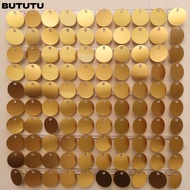 BUTUTU Sequin Backdrop, Silver Gold Round Sequin Panel Wall Decor,  Glitter PET Photo Backdrop Weddi