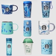 Japan Starbucks Cup 2023 Summer Limited Blue Butterfly Ocean Whale Glass Mug Thermos Cup