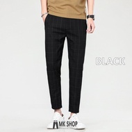 MK Shop Casual Pants Men Elastic Straight Trousers Cropped Pants Sports Pants Suit-Style Pants Selua