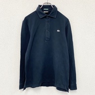 LACOSTE長袖 polo 衫，帶刺繡標誌，藏藍色，4 碼，古著。