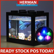 😍 Fish Mini Aquarium Fighting Cylinder LED Building block Lego fish tank Spider Marimo Fish Breeding