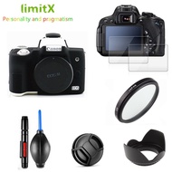 Silicone Case Cover Camera Bag UV Filter  Hood Cap Cleaning Pen 2X Screen Protector For Canon EOS M50 Mark II EF-M 15-45Mm