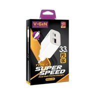 V-GeN VTC2-37A Charger 33W PD 3.0 QC 4+ PPS VOOC SuperVOOC Dual Port Type-C Fast Charging Original O